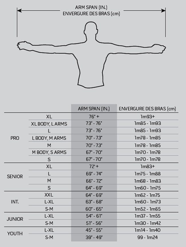 Warrior Ritual Chest Protector Sizing Chart