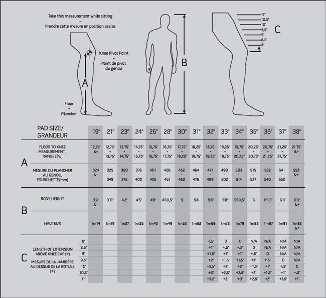 Goalie Leg Pad Size Chart