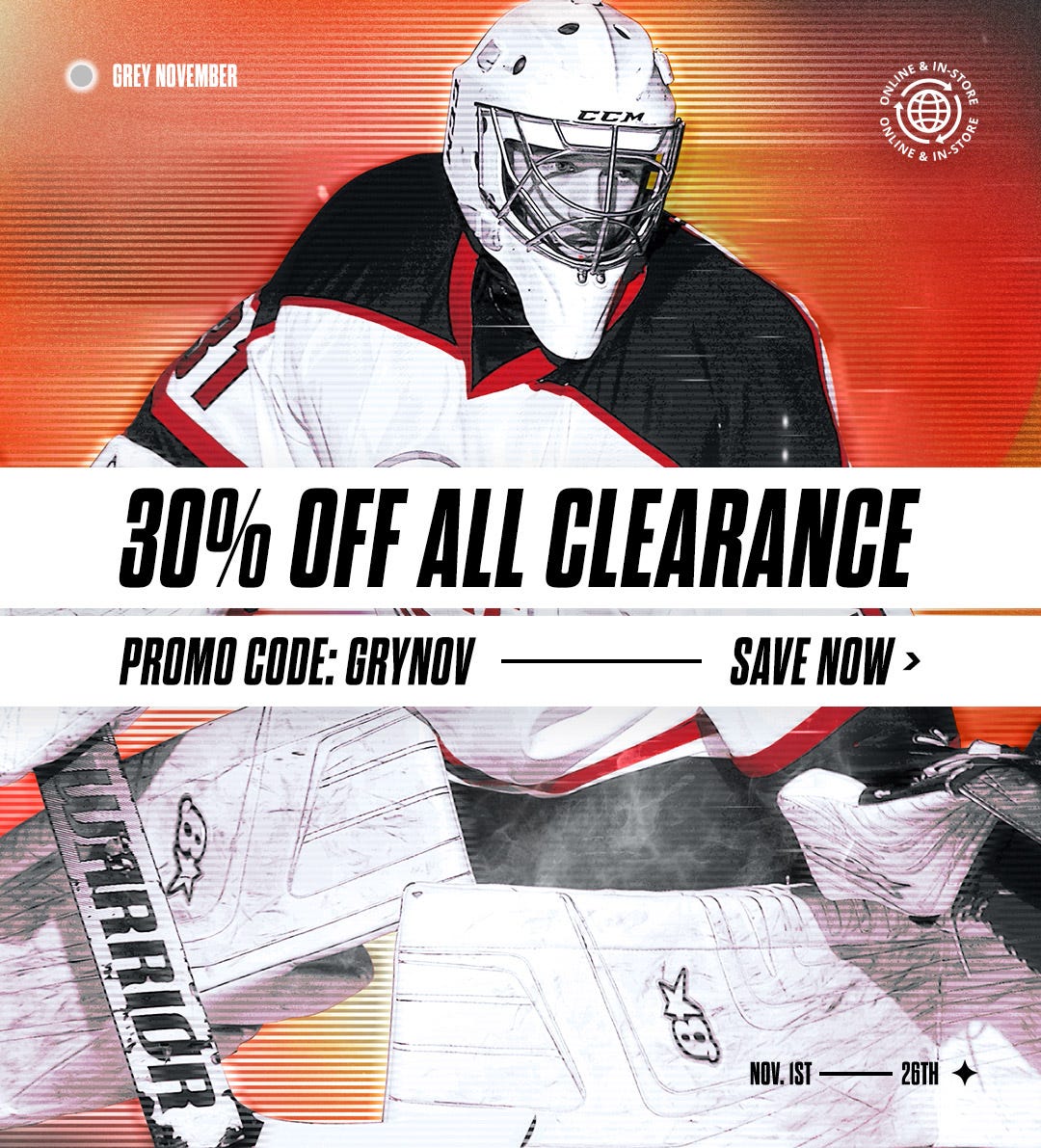 Grey November Sale. 30% off all clearance. Promo Code: GRYNOV. November 1st through 26th.