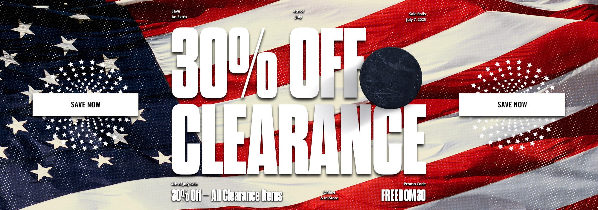 4th of July Sale: Save an extra 30% off all clearance items with promo code FREEDOM30