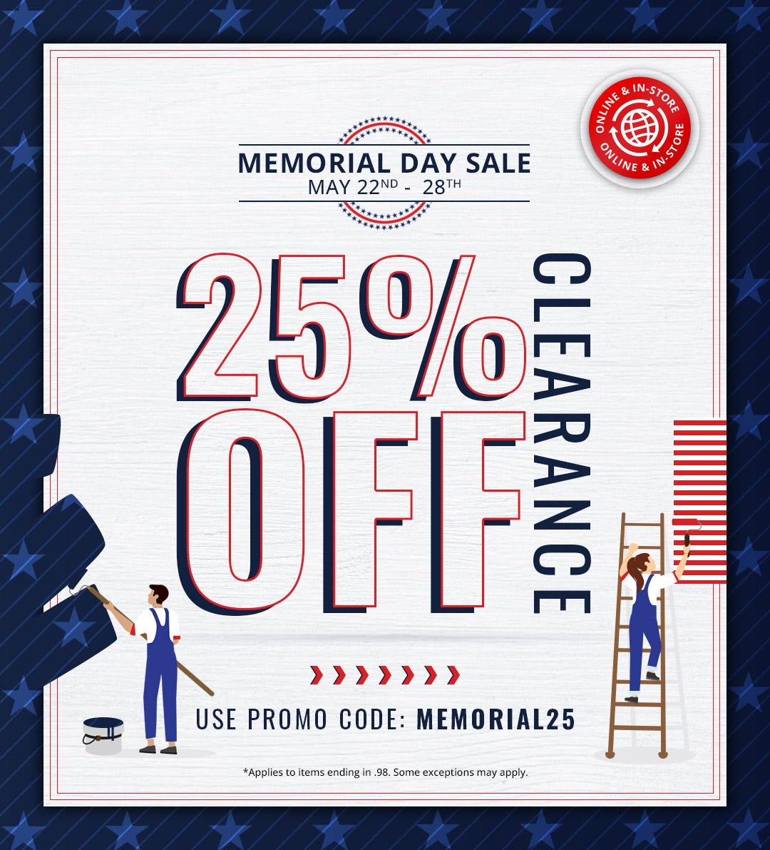 Memorial Day Sale: 25% off clearance