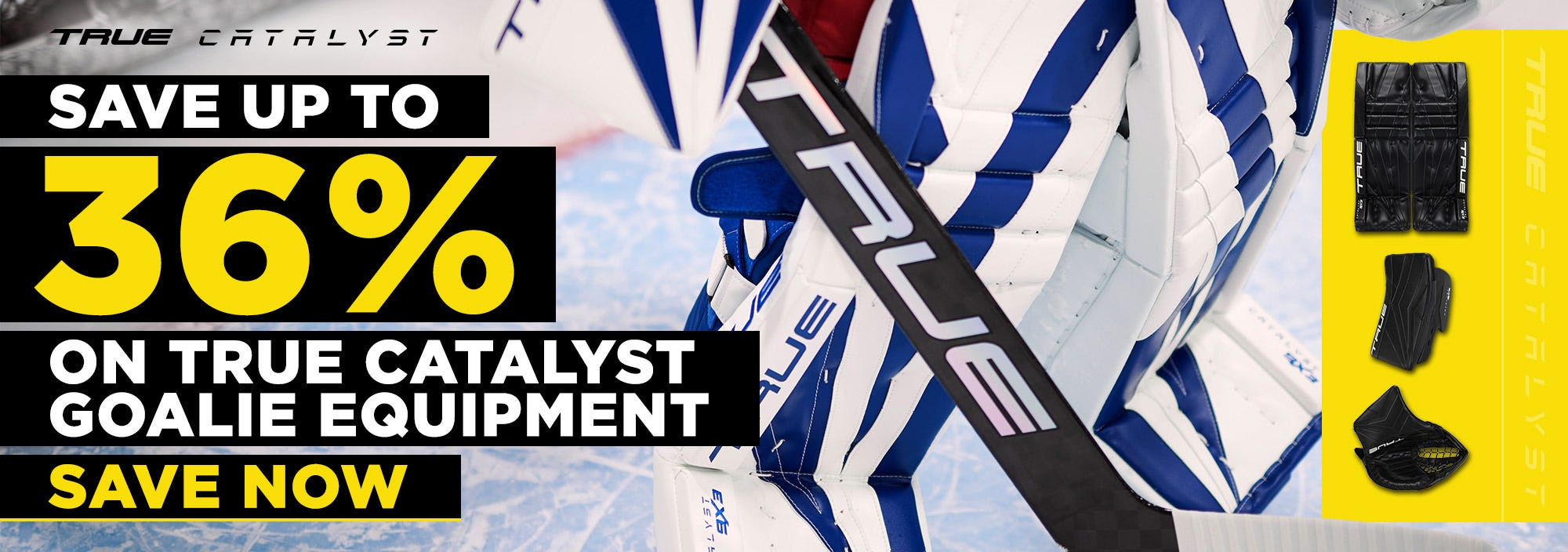 Save up to 36% on True Catalyst goalie equipment