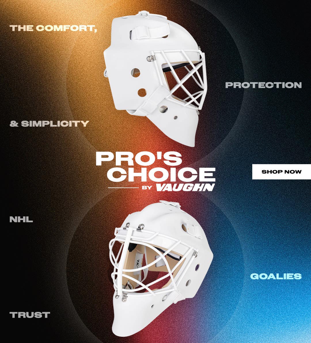 Vaughn Pro's Choice Goalie Mask. The comfort, protection & simplicity NHL goalies trust.