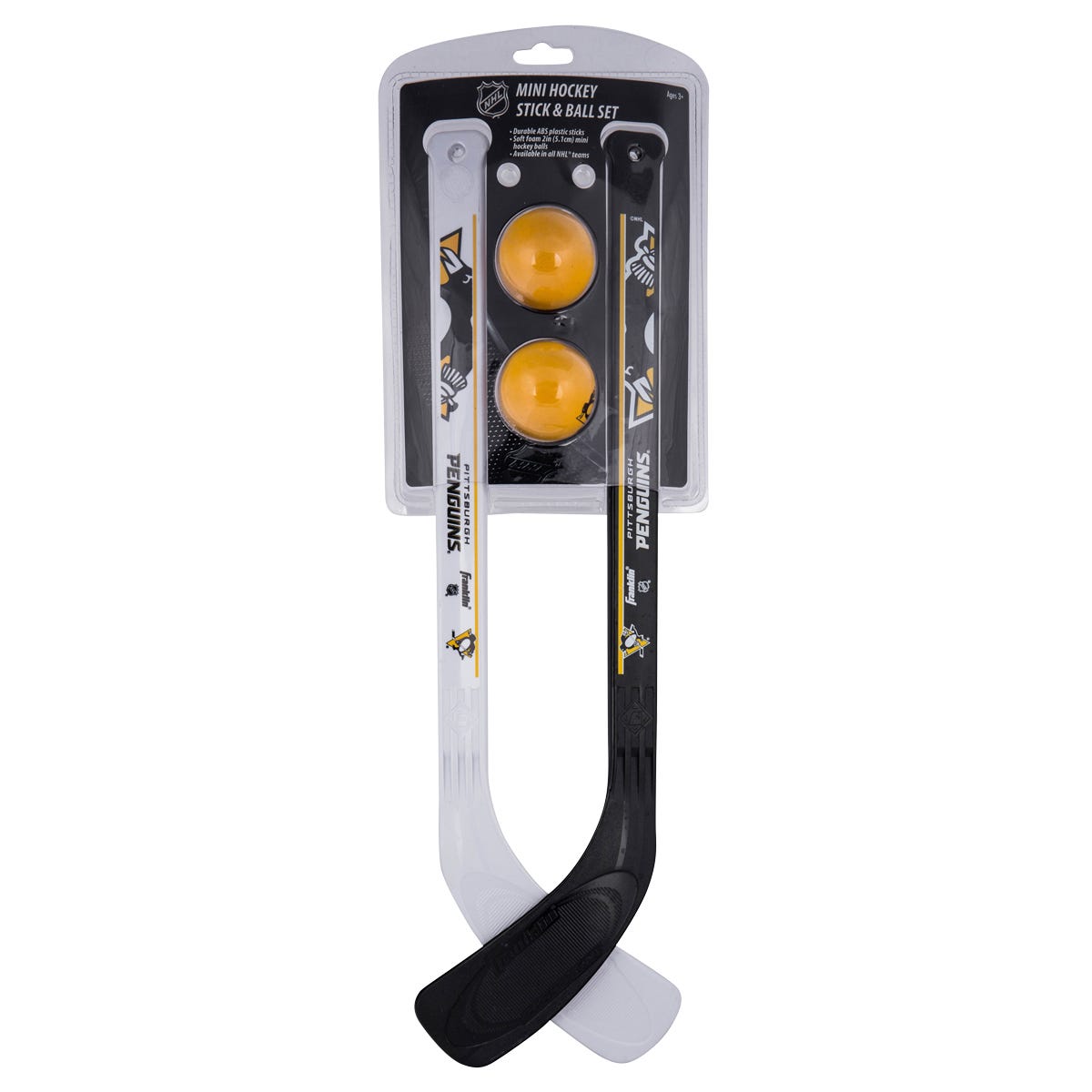 Franklin NHL Mini Hockey Stick & Ball Set in Pittsburgh Penguins