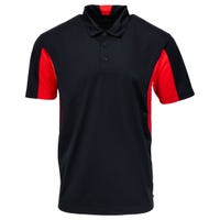 Sport-Tek Side Blocked Micropique Adult Short Sleeve Polo Shirt in Black/Red Size X-Small