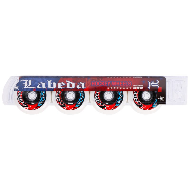 Labeda Gripper Soft 76A Roller Hockey Wheel - White/Black - 4 Pack Size 72mm