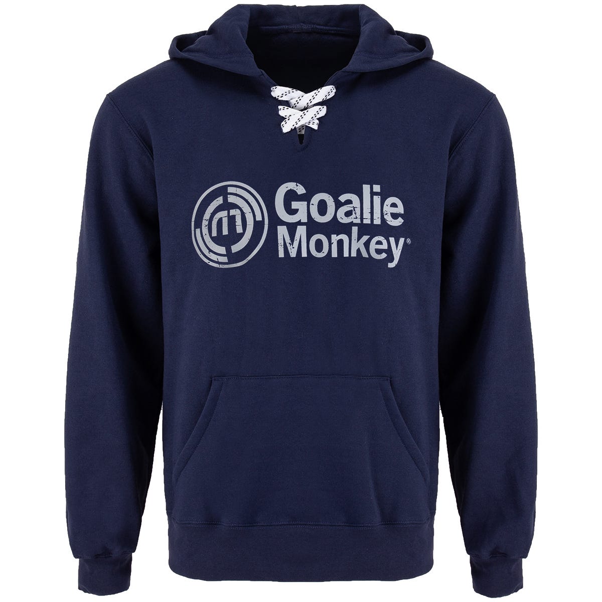 Monkeysports Goalie Monkey Skate Lace Senior Pullover Hoody in Navy Size Medium