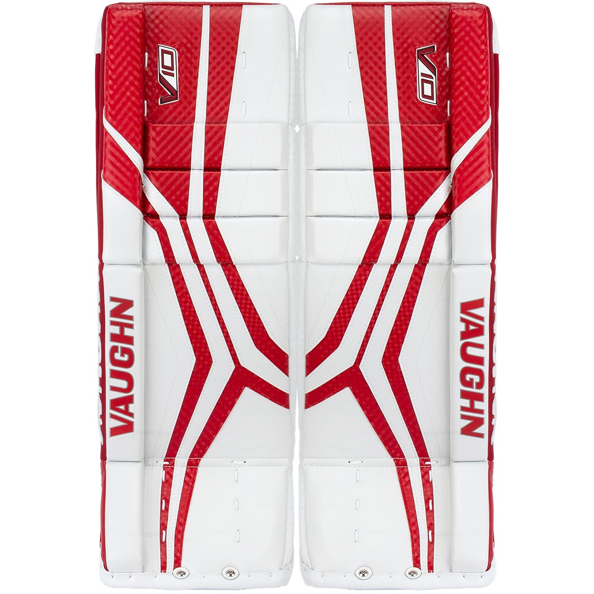 Vaughn Velocity V10 Intermediate Goalie Leg Pads in White/Red Size 31+2in