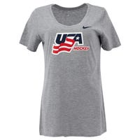 Nike USA Hockey Women's V-Neck Short Sleeve T-Shirt in Grey Size X-Large