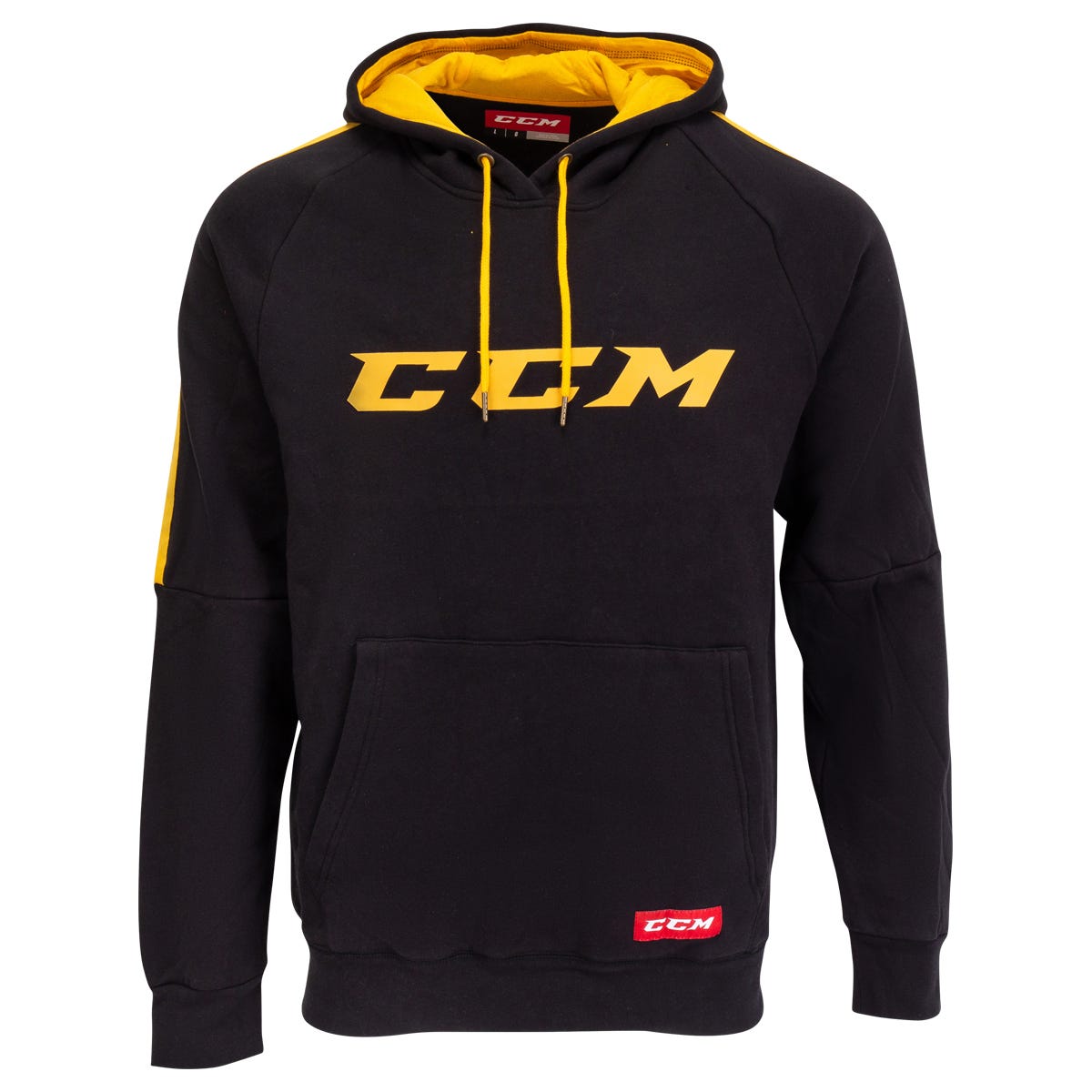 CCM Core Senior Pullover Hoodie in Black/Yellow Size Large