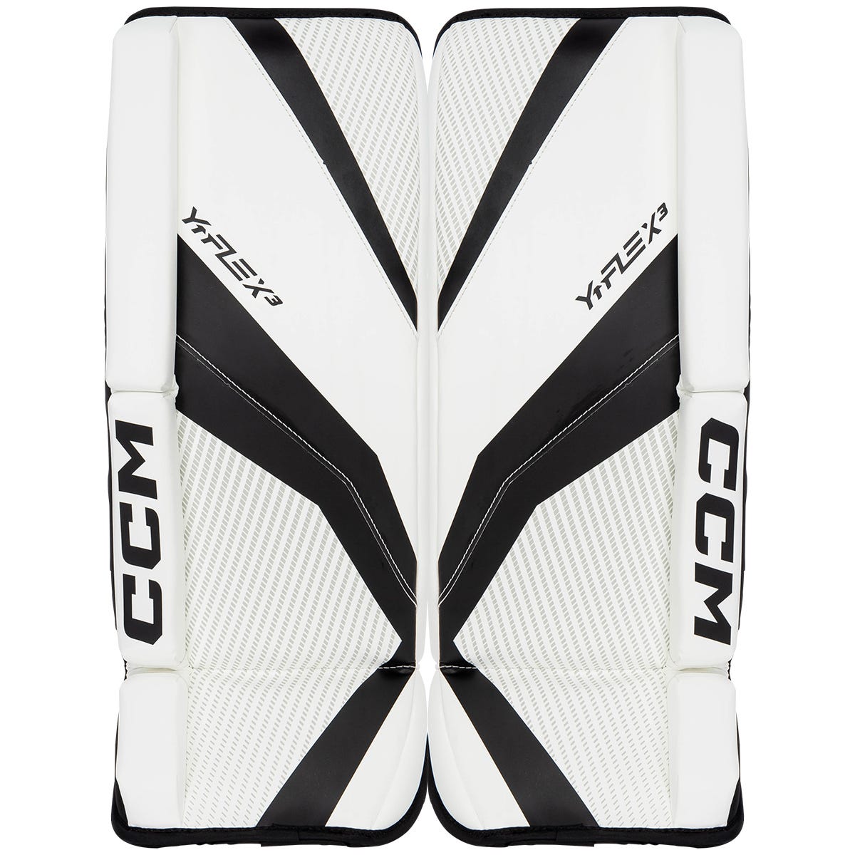 CCM YTFlex 3 Youth Goalie Leg Pads in White/Black Size 20in