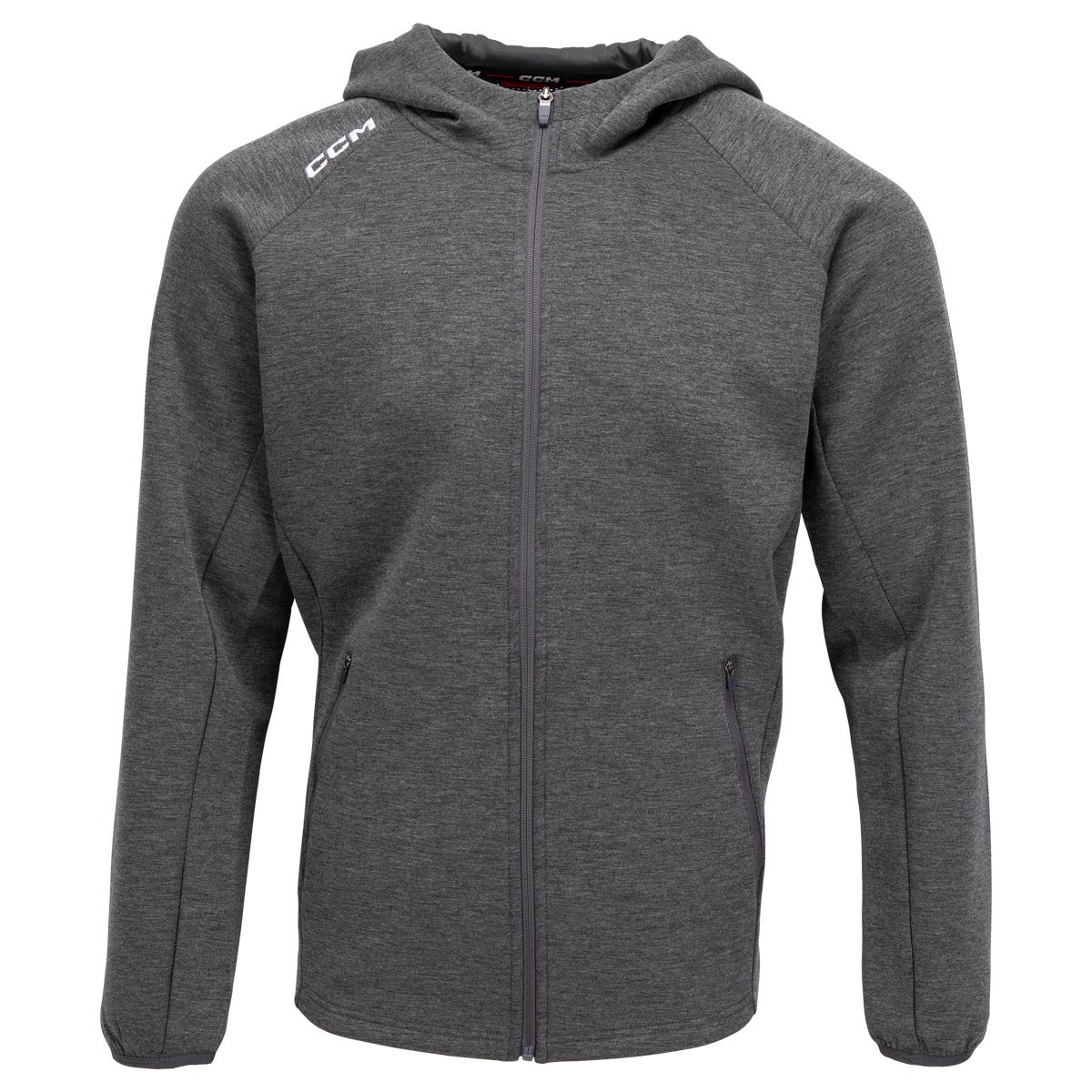 "CCM Premium Tech Fleece Adult Full Zip Hoodie in Grey Size Medium"