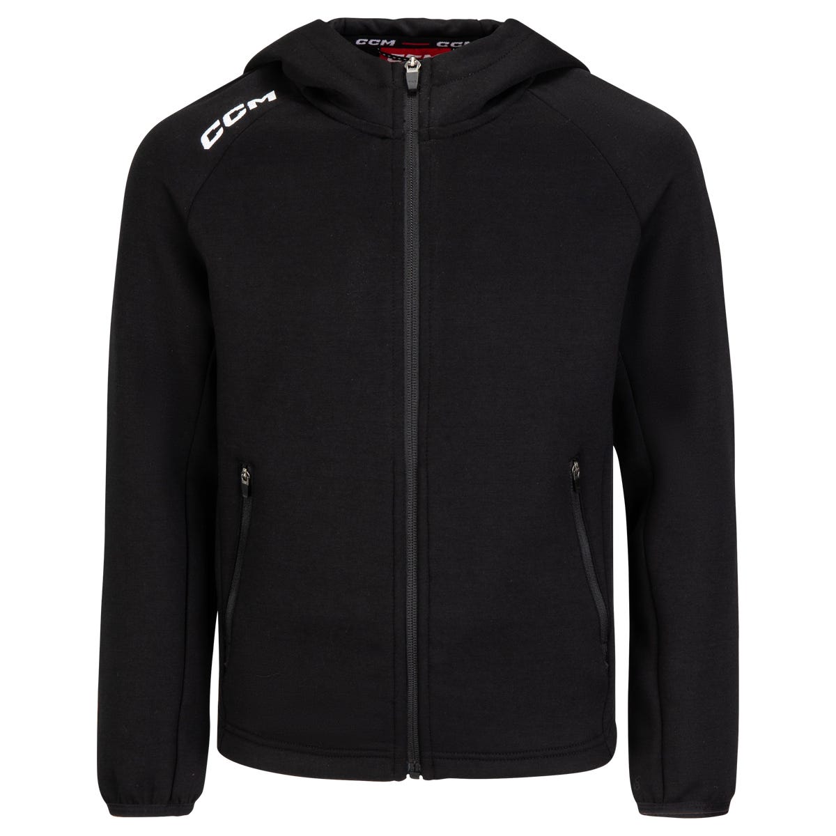 "CCM Premium Tech Fleece Youth Full Zip Hoodie in Black Size X-Large"