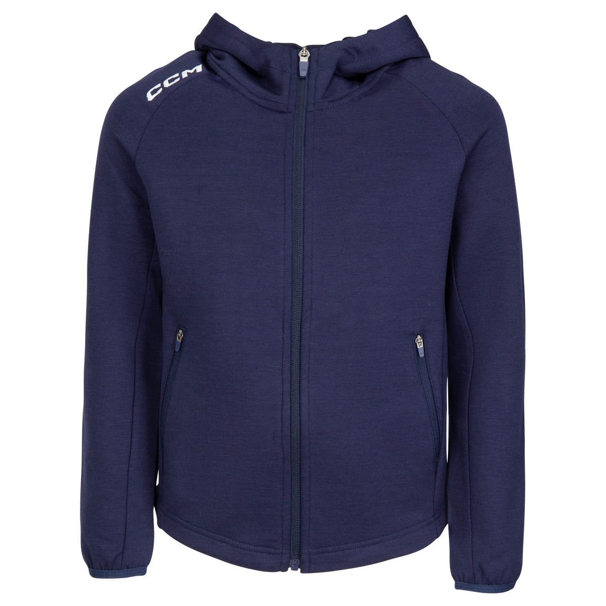 "CCM Premium Tech Fleece Youth Full Zip Hoodie in Navy Size Small"