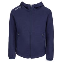 "CCM Premium Tech Fleece Youth Full Zip Hoodie in Navy Size Medium"