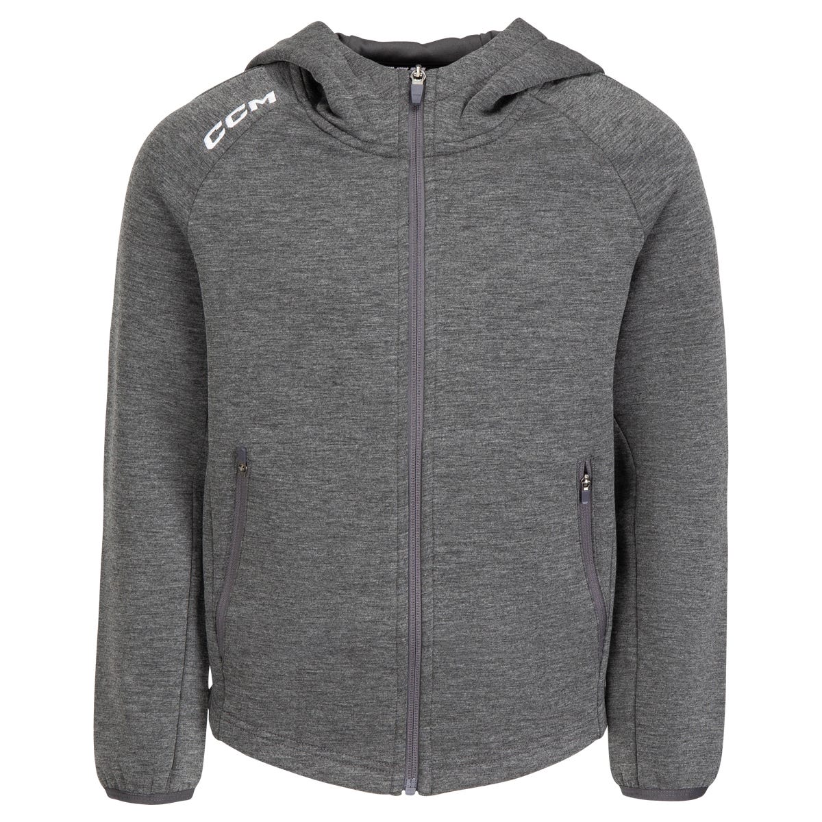 "CCM Premium Tech Fleece Youth Full Zip Hoodie in Grey Size Small"