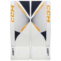 CCM Axis A2.9 Intermediate Goalie Leg Pads in White/Navy/Sport Gold Size 30+1in