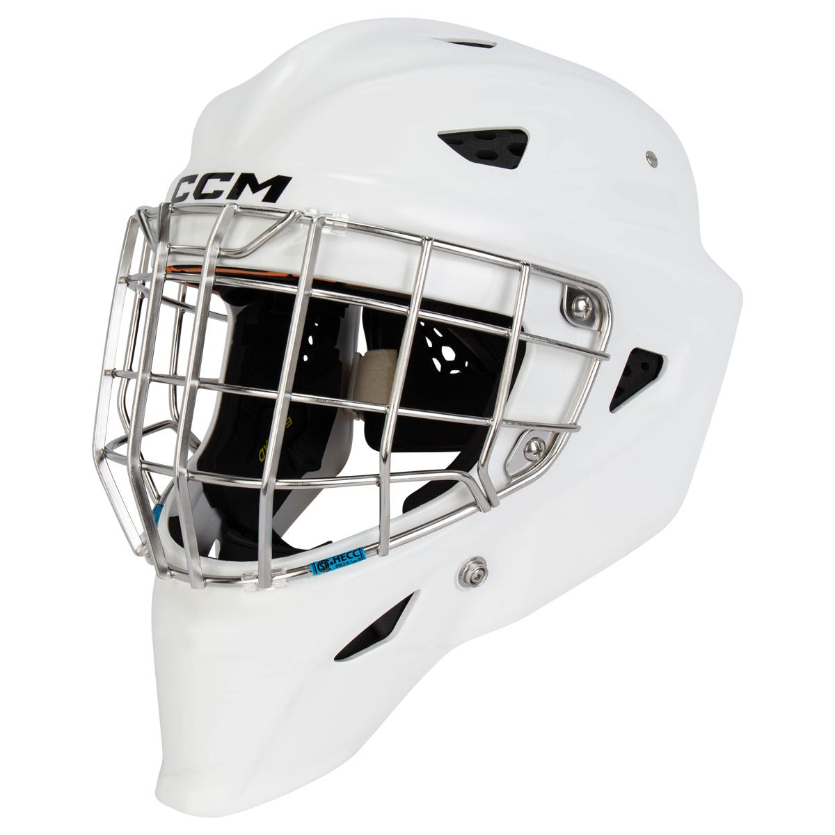CCM Axis F9 Senior Certified Straight Bar Goalie Mask in White Size Large
