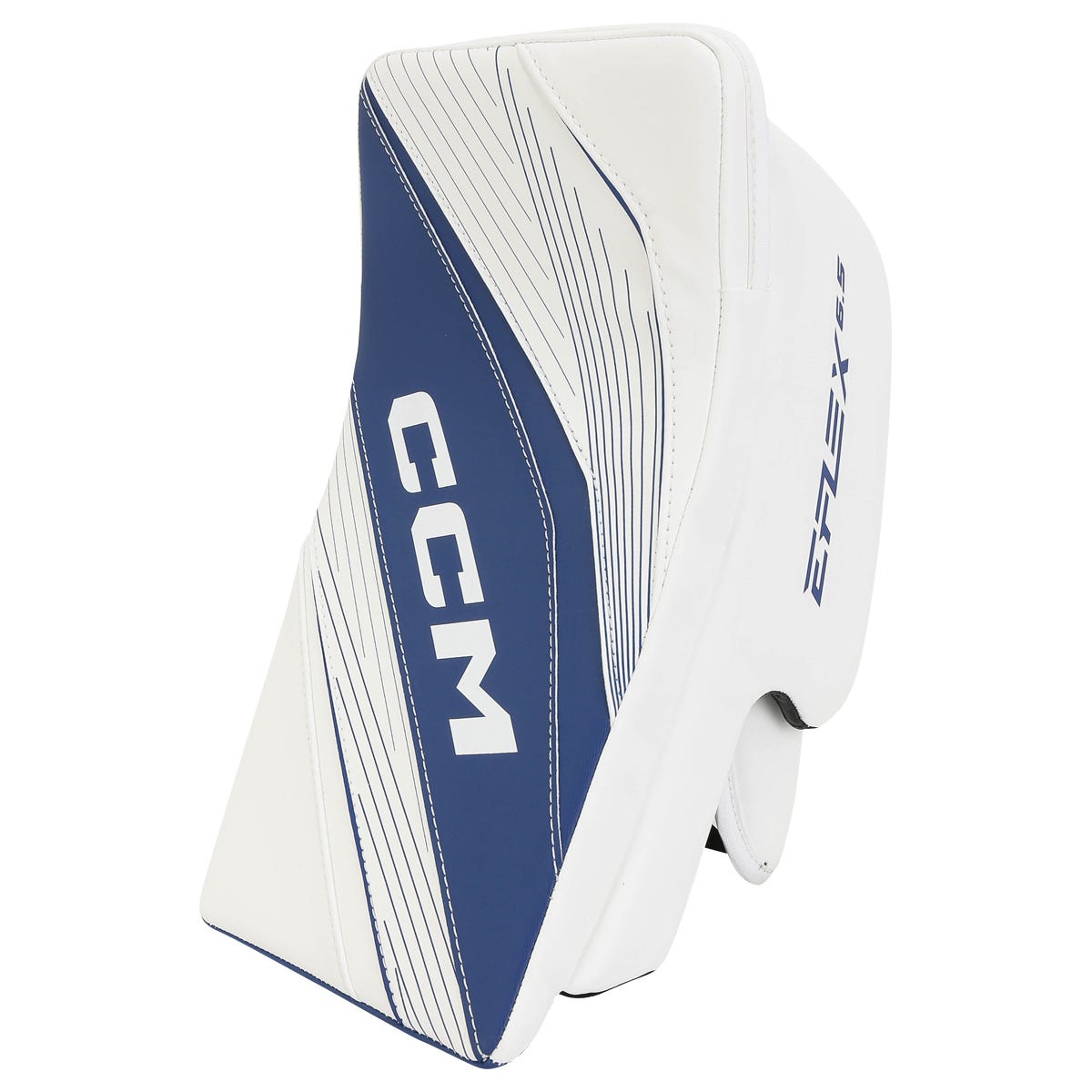 CCM EFLEX 6.5 Junior Goalie Blocker in White/Blue