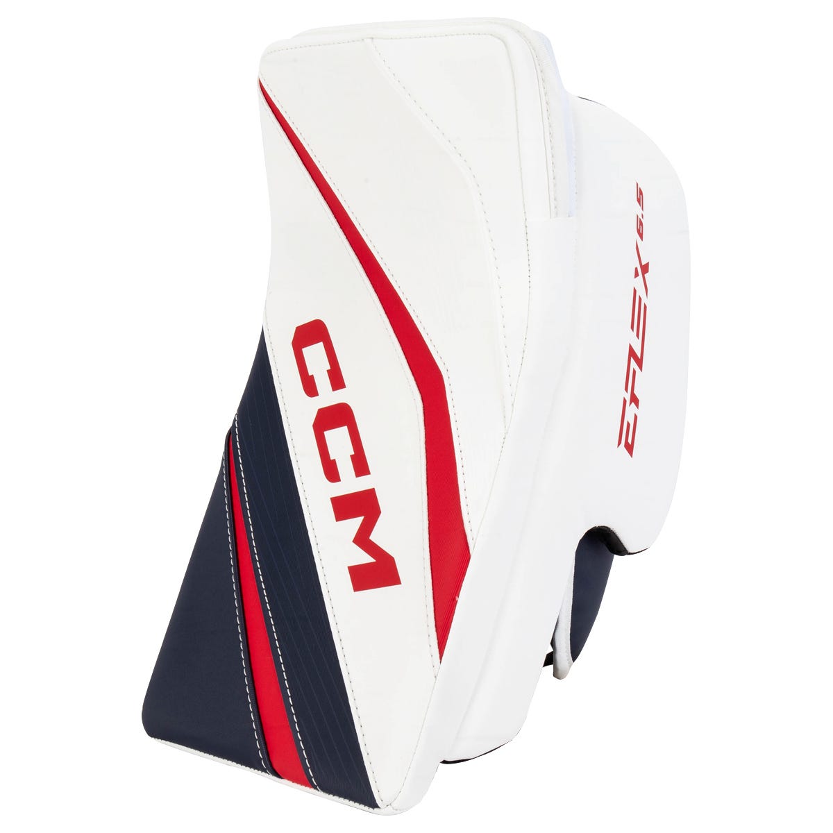 CCM EFLEX 6.5 Junior Goalie Blocker in White/Navy/Red