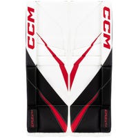 CCM Extreme Flex E6.5 Junior Goalie Leg Pads in White/Black/Red Size 28+1in