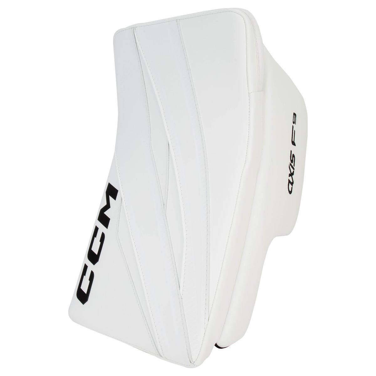 CCM Axis F9 Intermediate Goalie Blocker in White/White