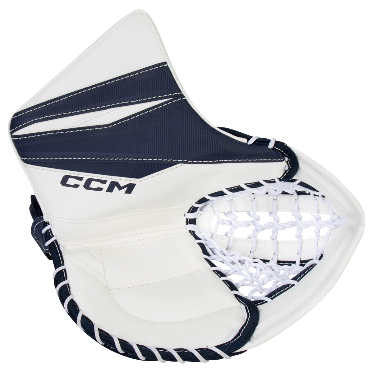 CCM Axis F5 Junior Goalie Glove in White/Navy