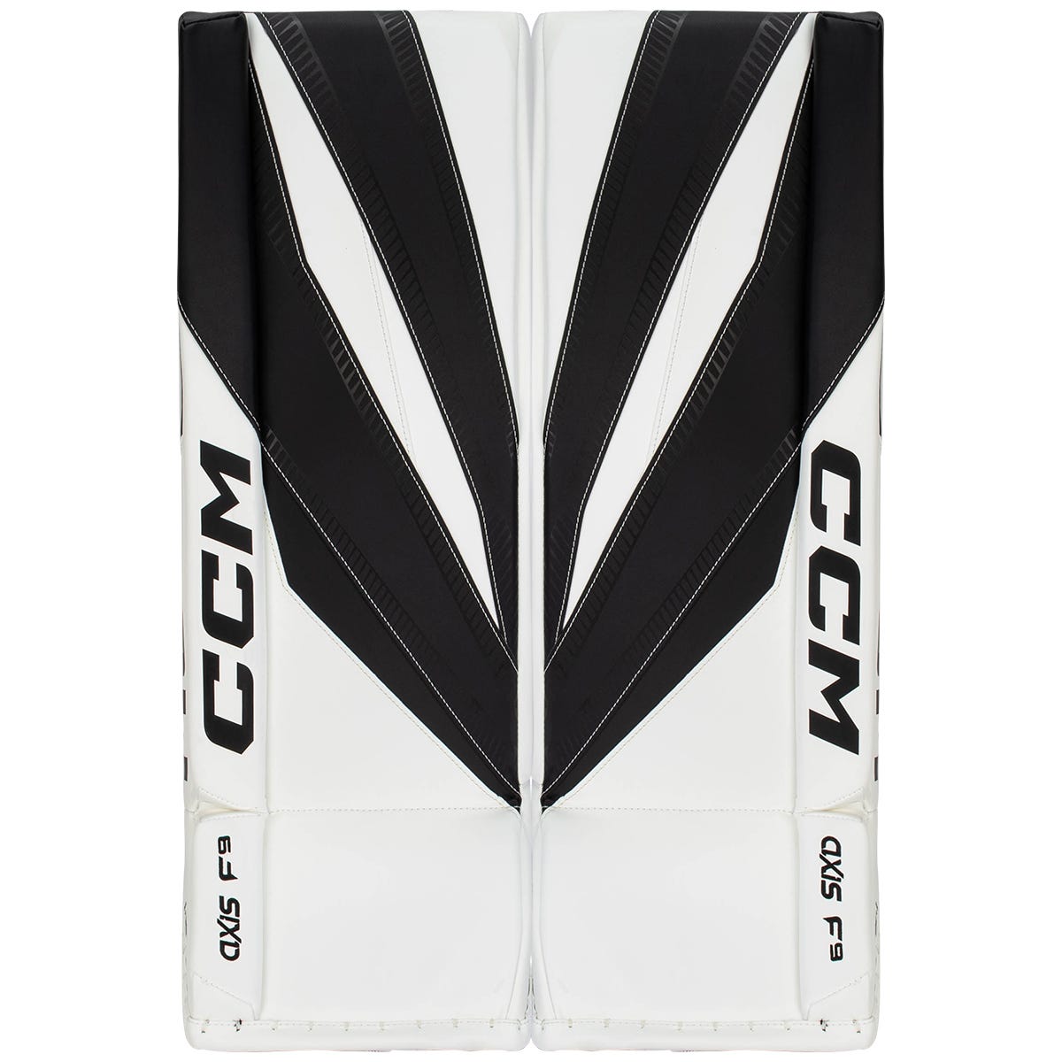 CCM Axis F9 Intermediate Goalie Leg Pads in White/Black Size 32+1in