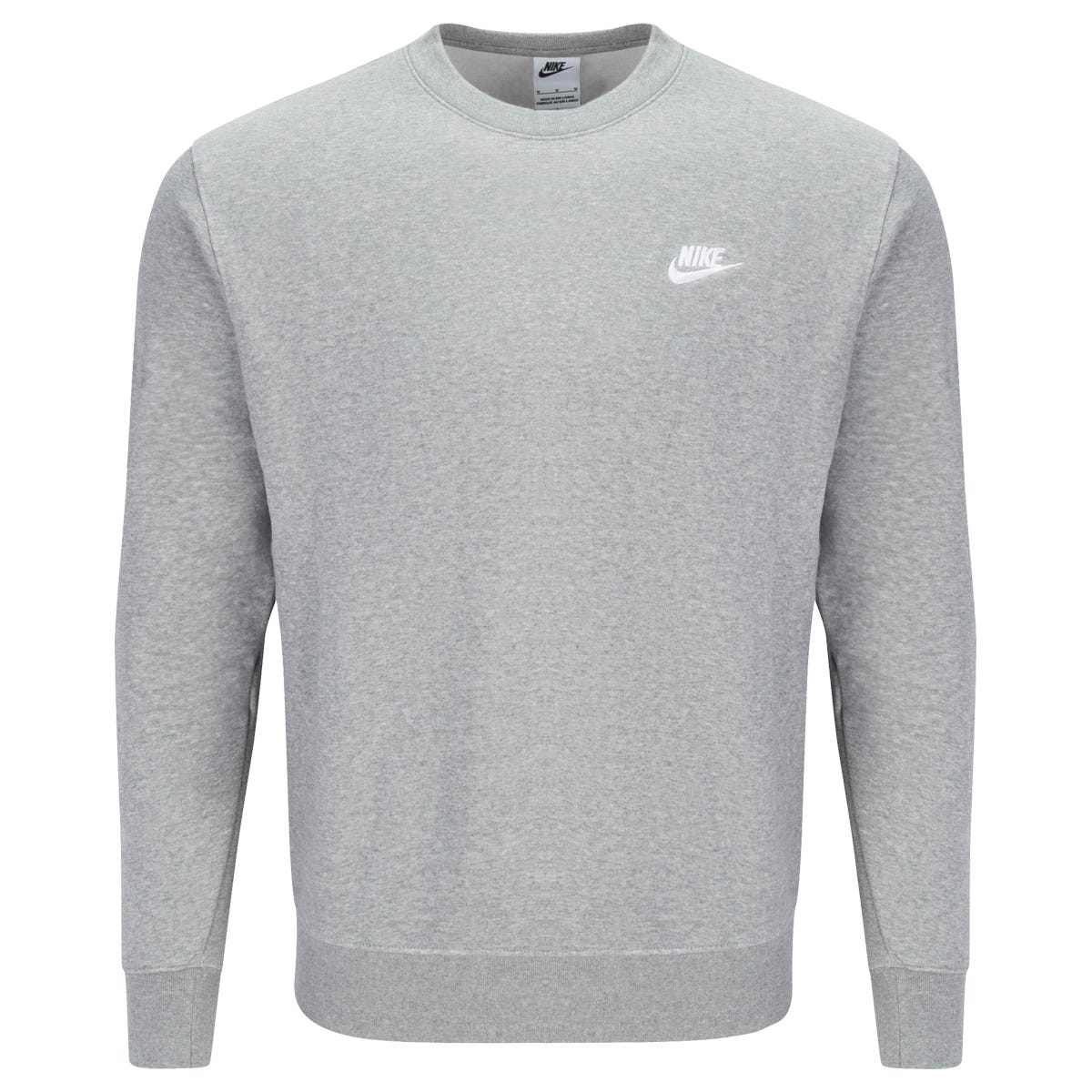 Nike NSW Club Adult Crew Sweatshirt in Heather Grey Size X-Large