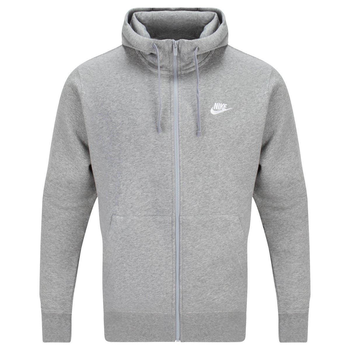 Nike NSW Club Adult Full Zip Sweatshirt in Heather Grey Size X-Large
