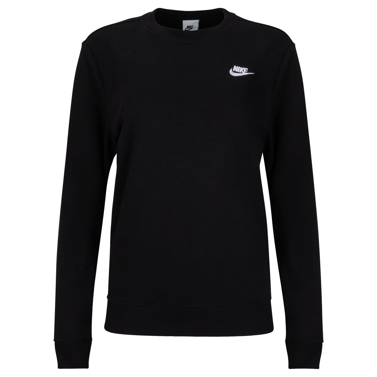 Nike Sportswear Club Fleece Womens Crew-Neck Sweatshirt in Black Size Large
