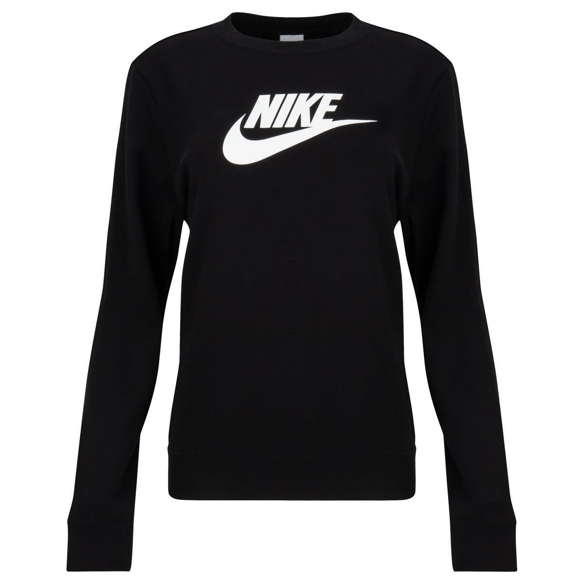 Nike Sportswear Club Fleece Logo Womens Crew-Neck Sweatshirt in Black Size Medium