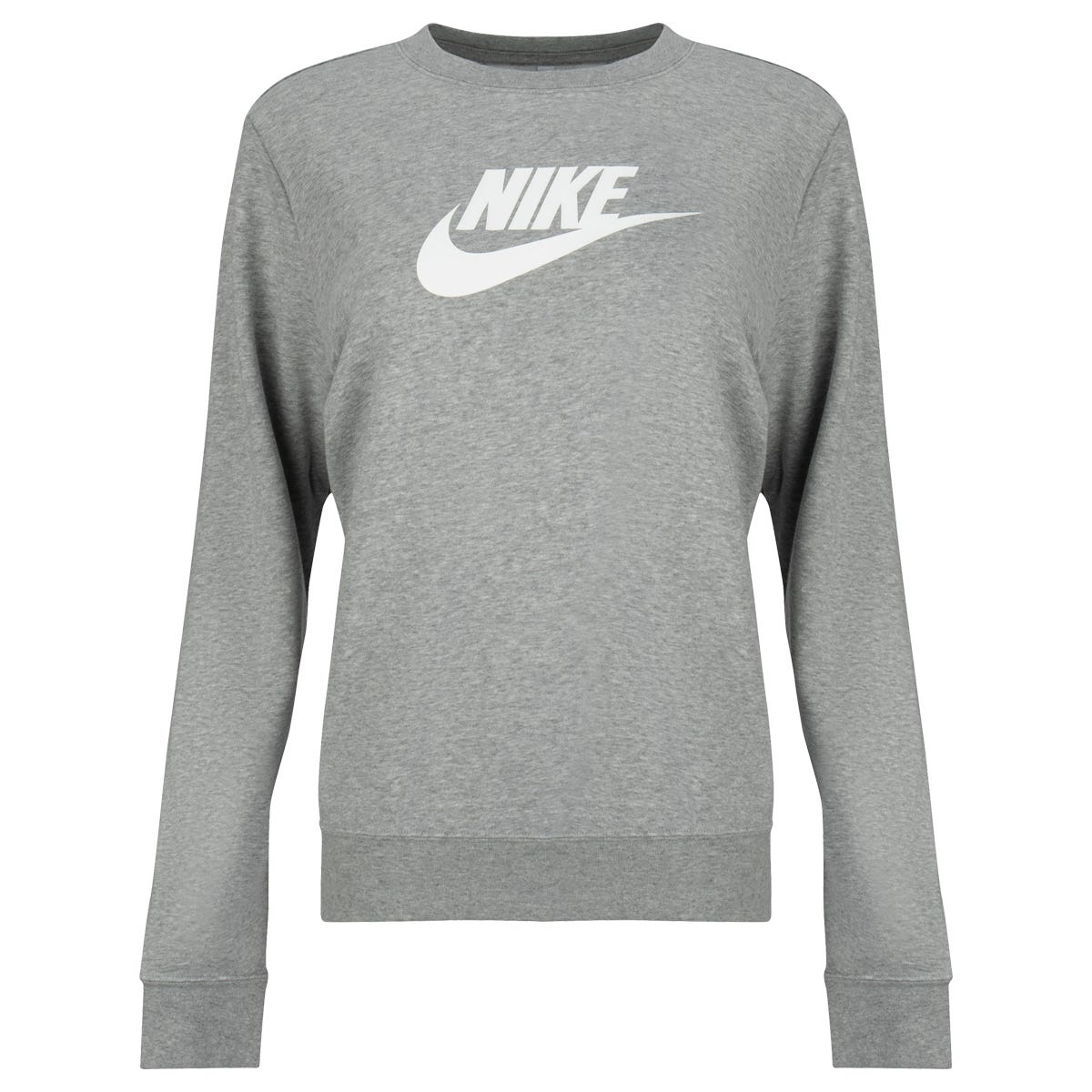 Nike Sportswear Club Fleece Logo Womens Crew-Neck Sweatshirt in Heather Grey Size Medium
