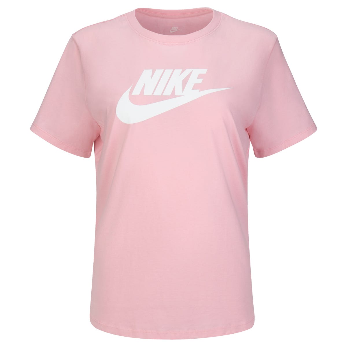 Nike Sportswear Essential Futura Icon Womens Short Sleeve T-Shirt | 100% cotton in Pink Size Large