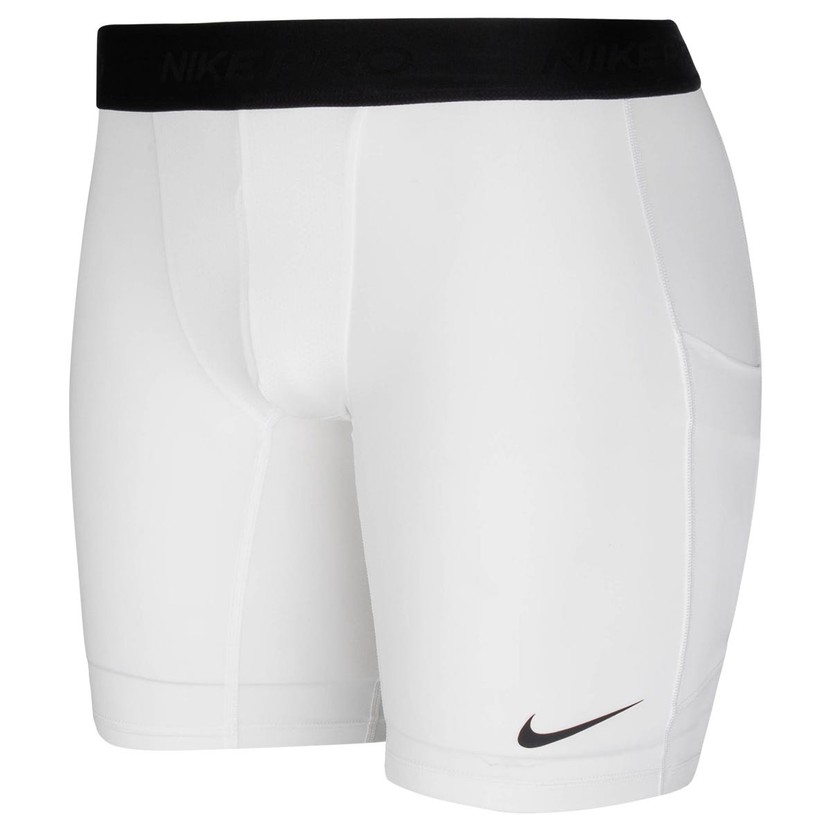 Nike Pro Dri-FIT Mens Long Fitness Shorts in White Size Medium