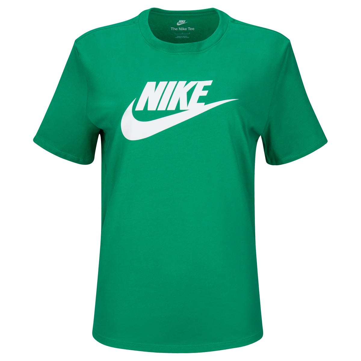 Nike Sportswear Essential Futura Icon Womens Short Sleeve T-Shirt | 100% cotton in Green Size Small