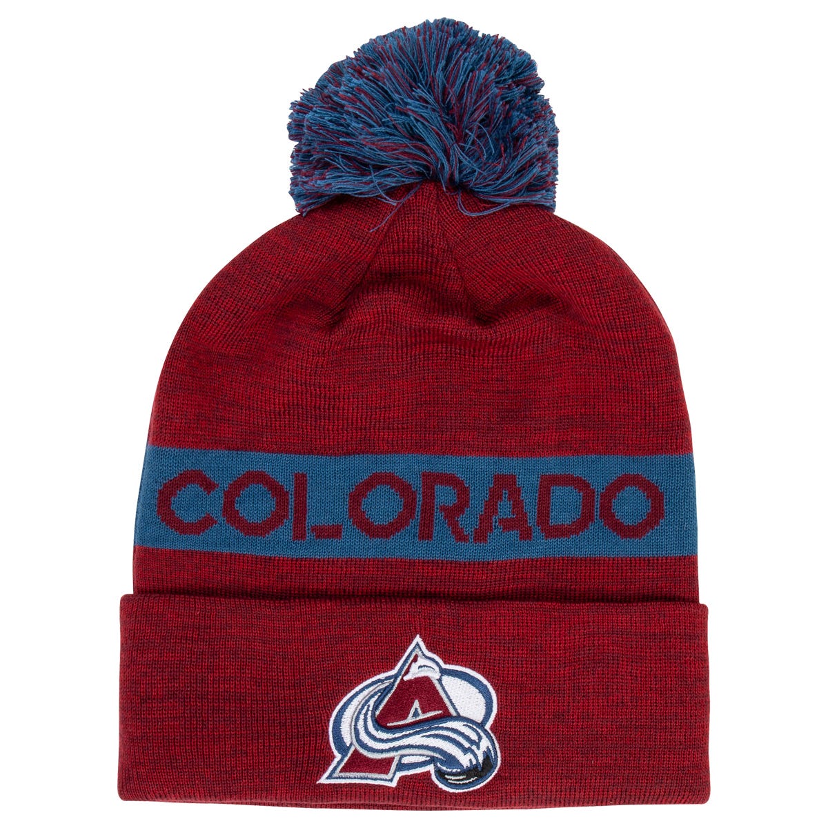 Fanatics Colorado Avalanche Authentic Pro Rink Cuff Beanie w/ Pom in Red