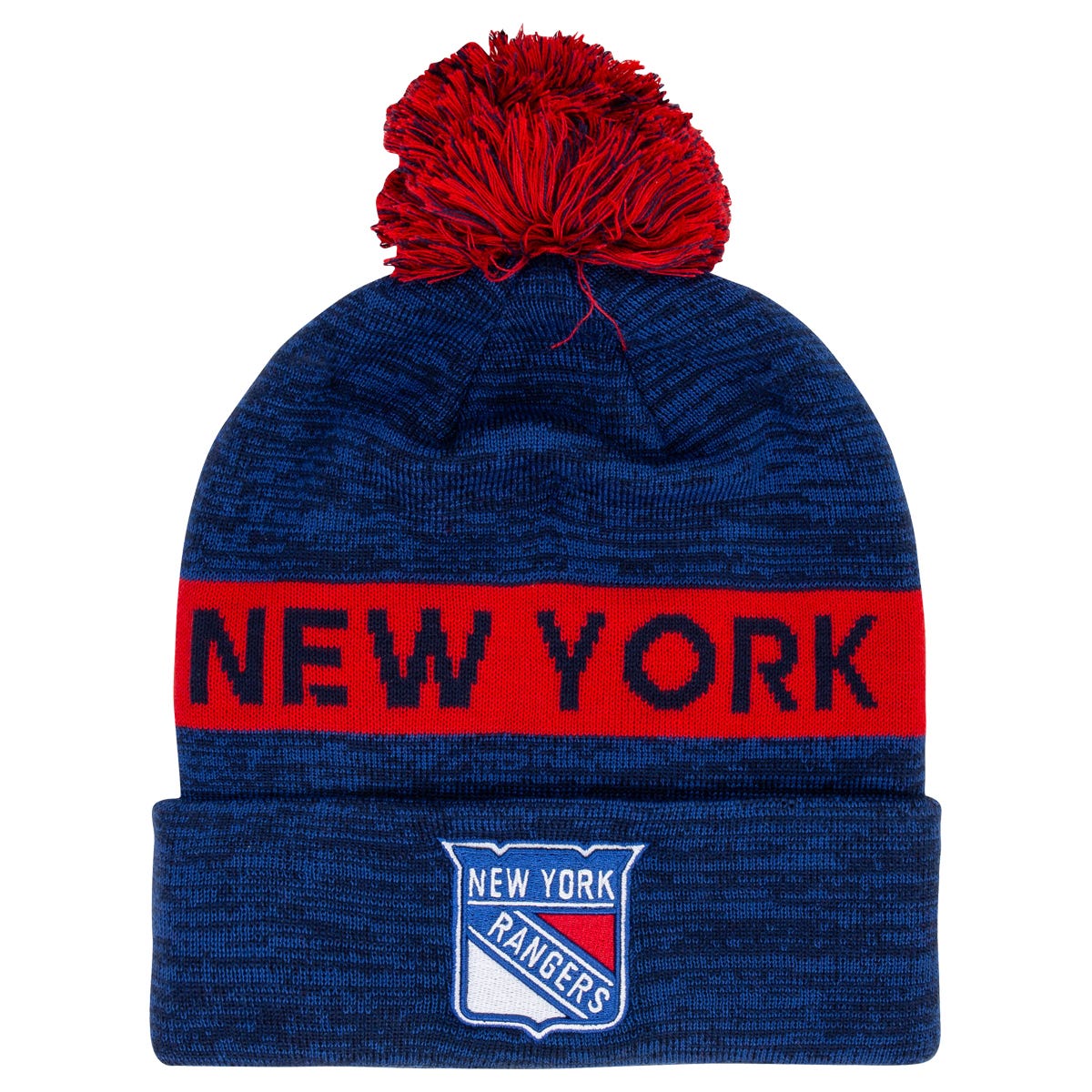 Fanatics New York Rangers Authentic Pro Rink Cuff Beanie w/ Pom in Blue