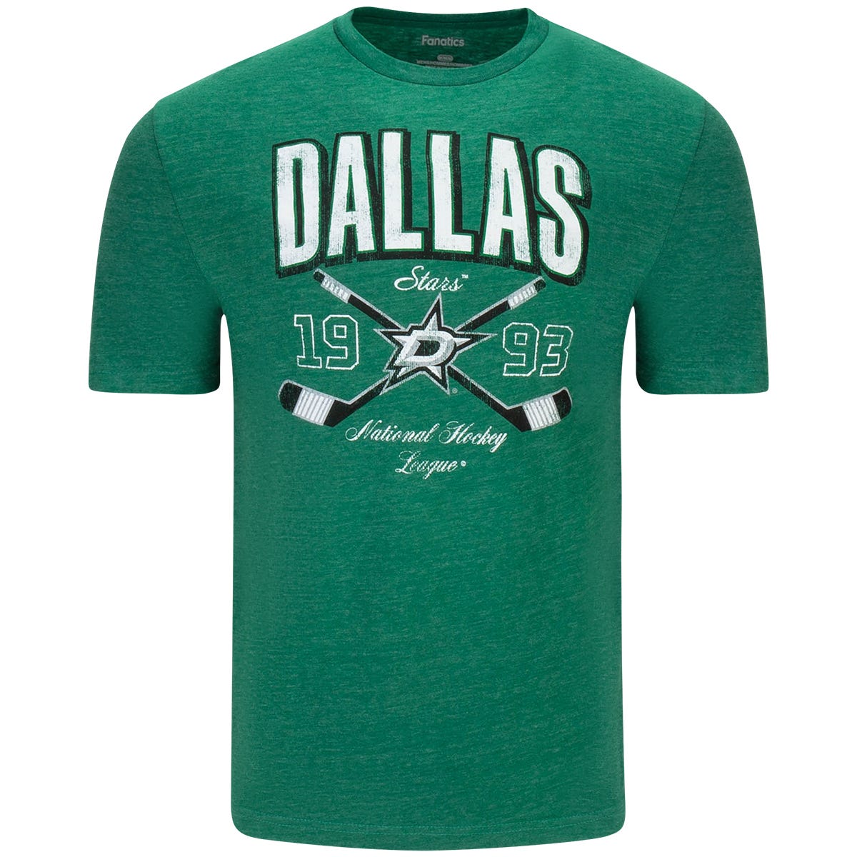 Fanatics Dallas Stars Cross Sticks Short Sleeve T-Shirt | 100% cotton in Green Size Medium