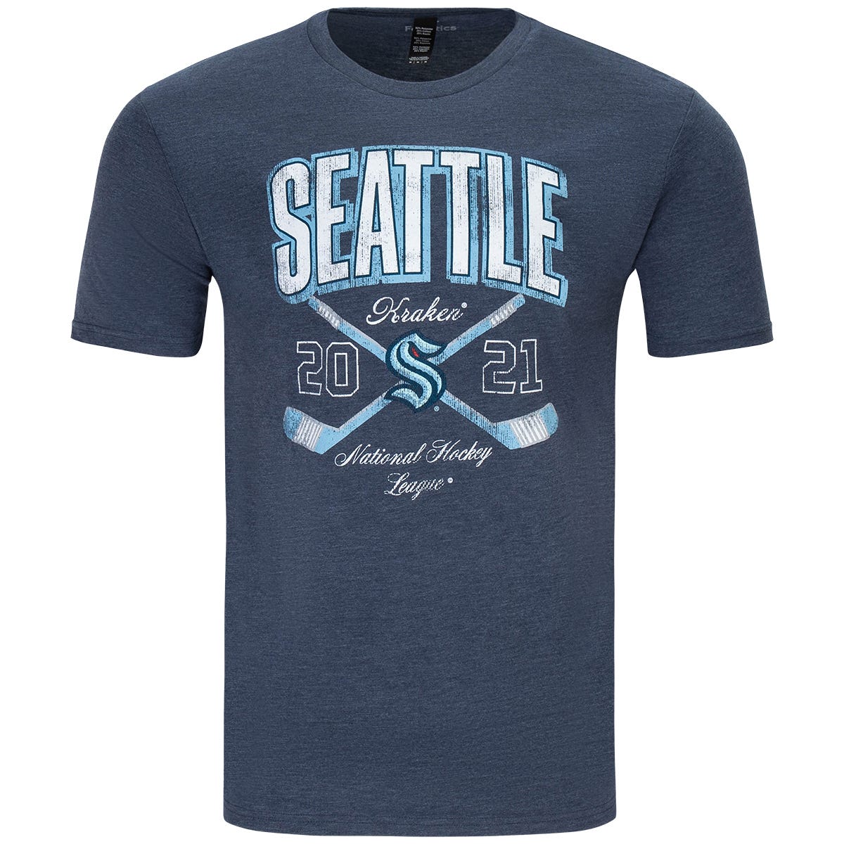 Fanatics Seattle Kraken Cross Sticks Short Sleeve T-Shirt | 100% cotton in Navy Size Medium