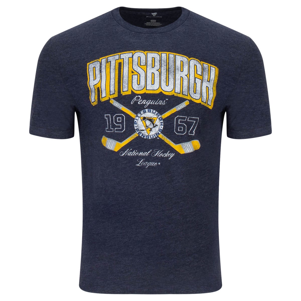 Fanatics Pittsburgh Penguins Cross Sticks Short Sleeve T-Shirt | 100% cotton in Navy Size Small