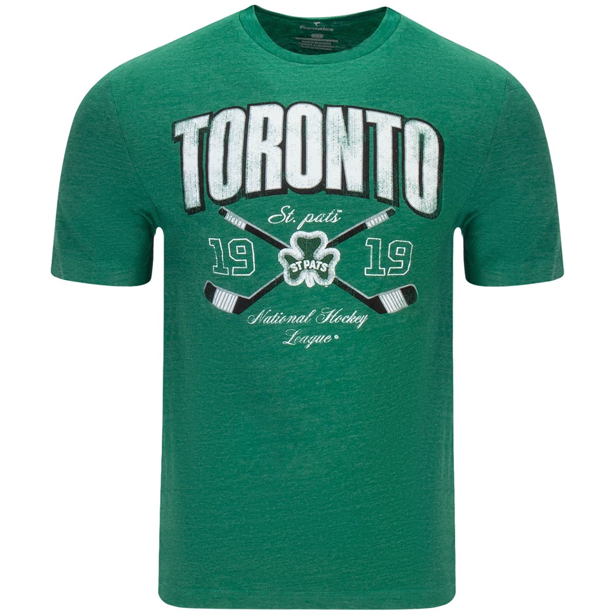 Fanatics Toronto Maple Leafs Cross Sticks Short Sleeve T-Shirt | 100% cotton in Green Size Small