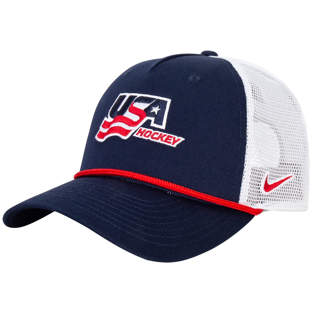 Nike USA Hockey Rise Adult Rope Hat in White Size Large/X-Large