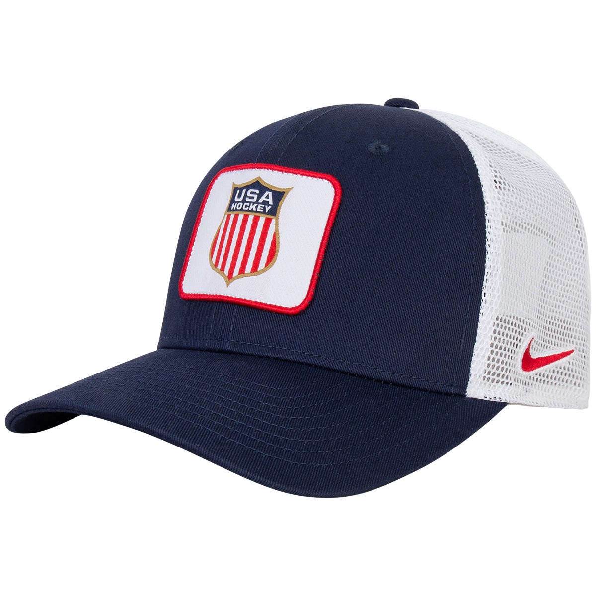 Nike USA Hockey Rise Adult Trucker Hat | 100% cotton in Navy Size Large/X-Large
