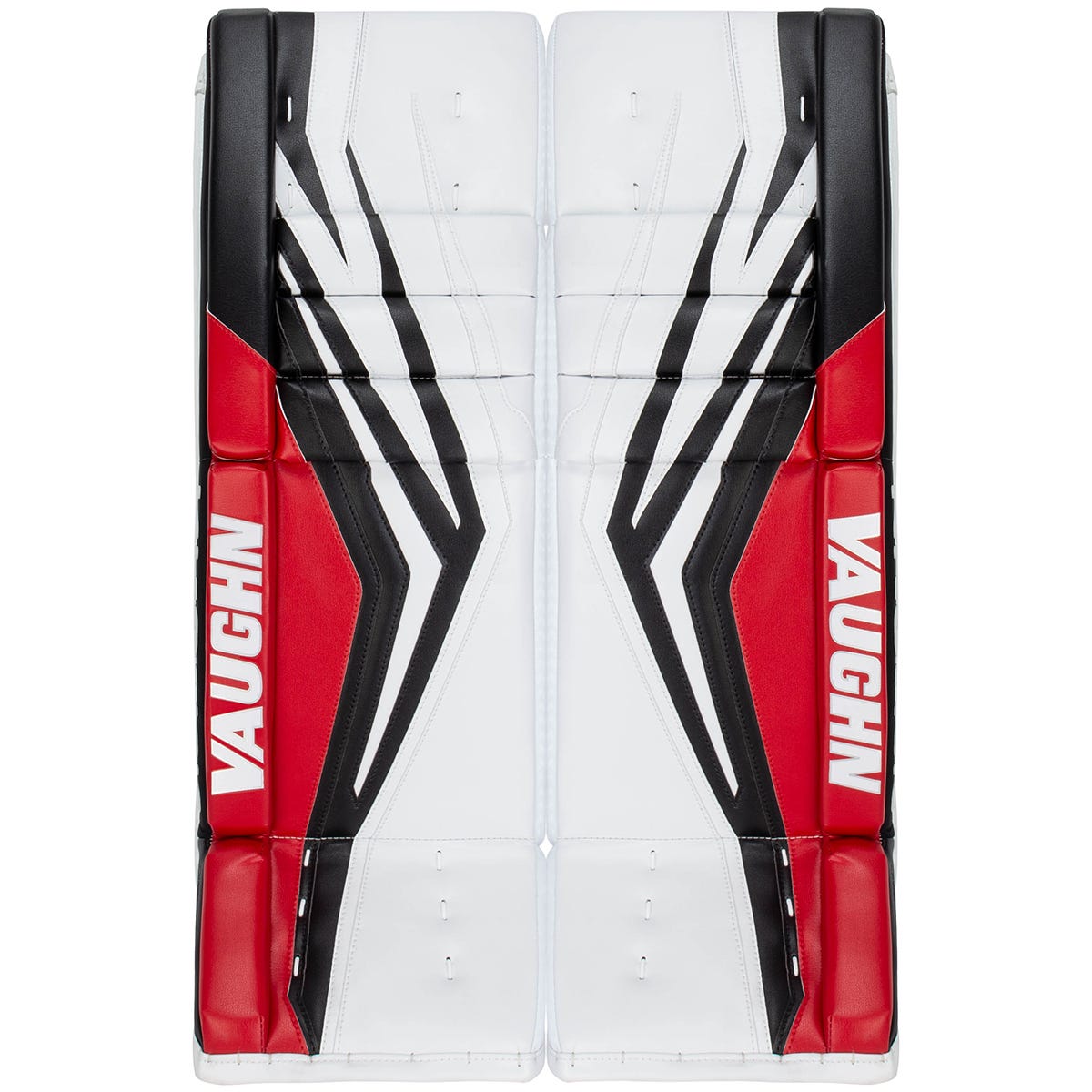 Vaughn Velocity V10 Pro Carbon Senior Goalie Leg Pads - Stock Custom in Quick White/Black/Red Size 33+2in
