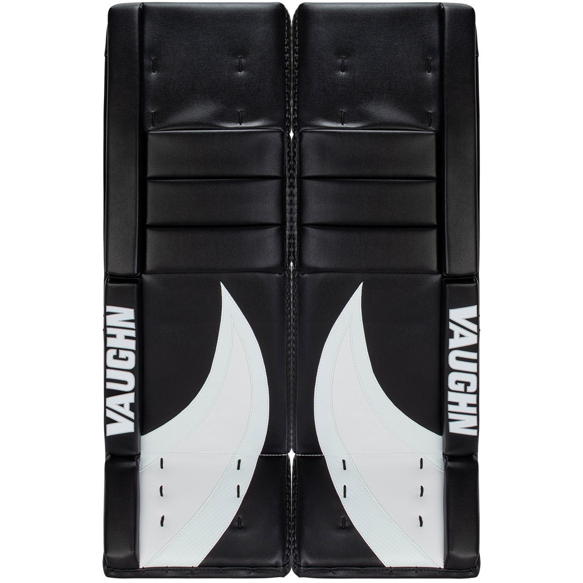 Vaughn Velocity V10 Pro Carbon Senior Goalie Leg Pads - Stock Custom in Swirl Black/White/White Weave Size 34+2in