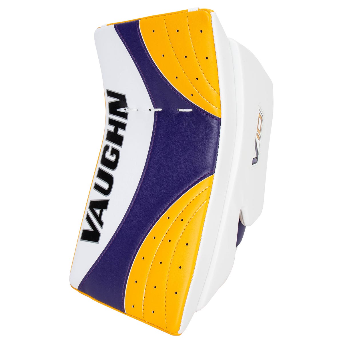 Vaughn Velocity V10 Pro Carbon Senior Goalie Blocker - Stock Custom in White/Purple