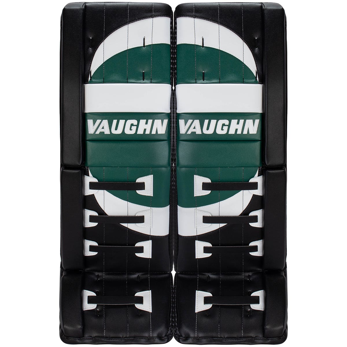 Vaughn Velocity V10 Pro Carbon Senior Goalie Leg Pads - Stock Custom in 4000 (Legacy) Black/Dark Green/White Size 33+2in