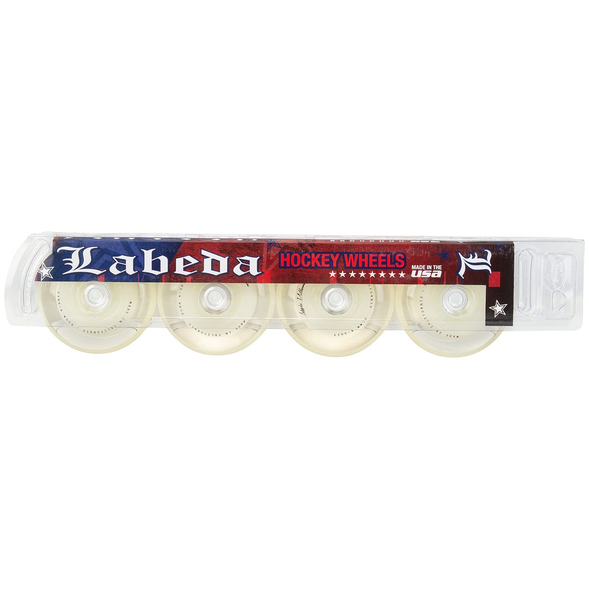 Labeda Gripper Millennium X-Soft 74A Roller Hockey Wheel - White/Clear - 4 Pack Size 59mm