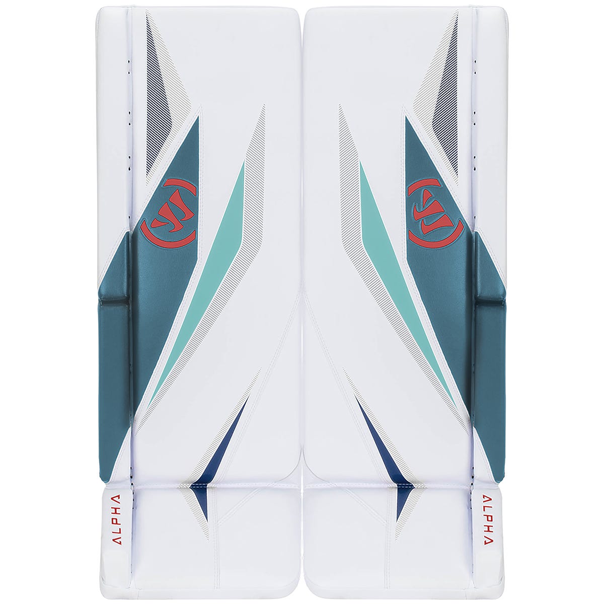 Warrior Alpha Surge Senior Custom Goalie Leg Pads in White/White Size 34+1.5in